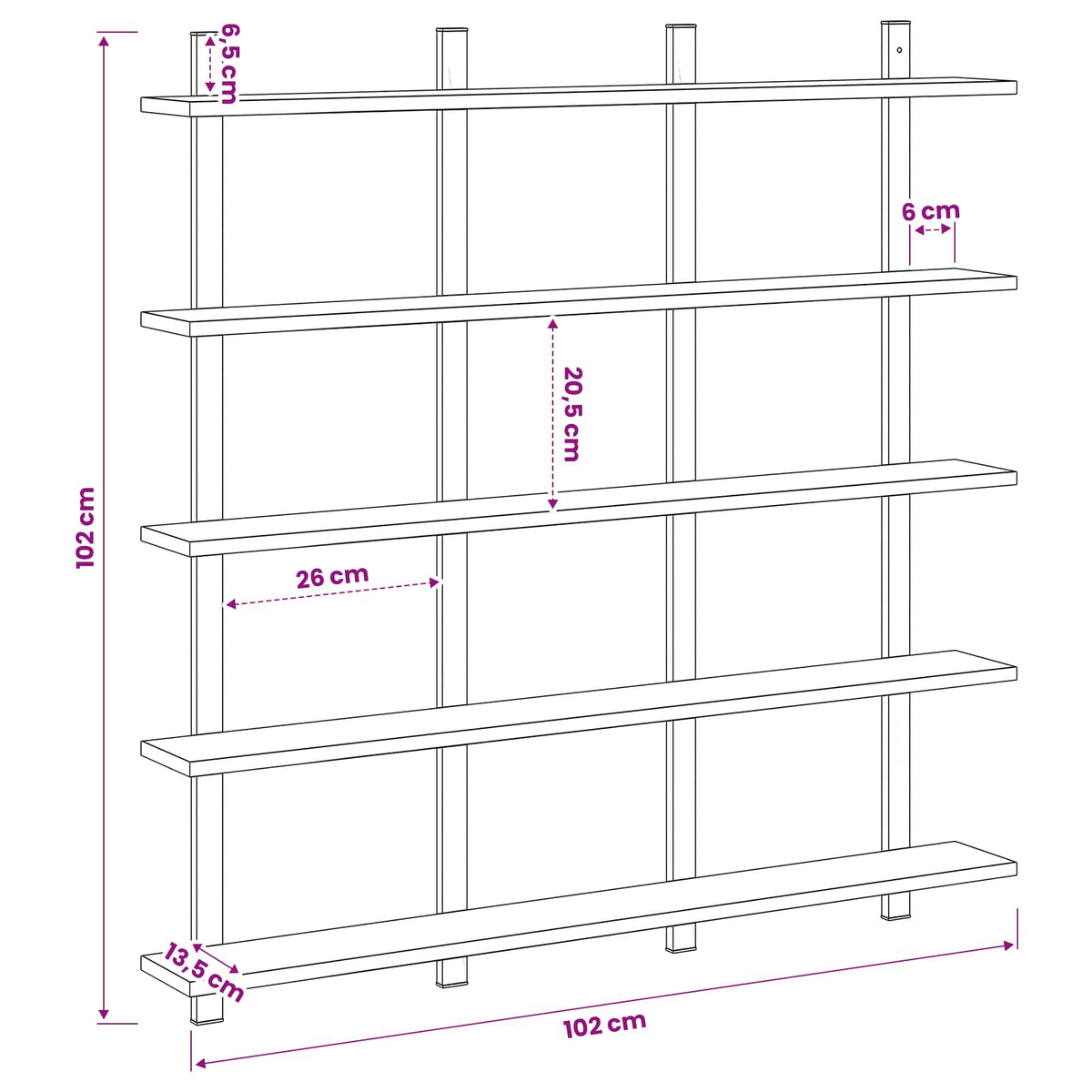 Wall Shelf Old Wood 102 x 13.5 x 102 cm Engineered Wood