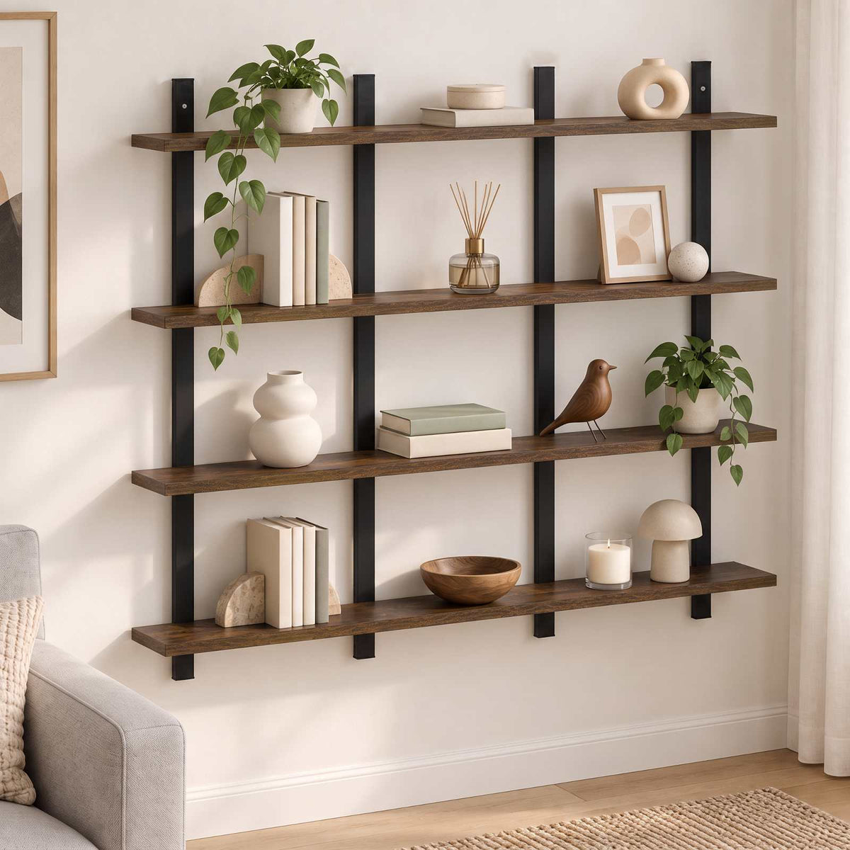 Wall Shelf Smoked Oak 102 x 13.5 x 80 cm Engineered Wood