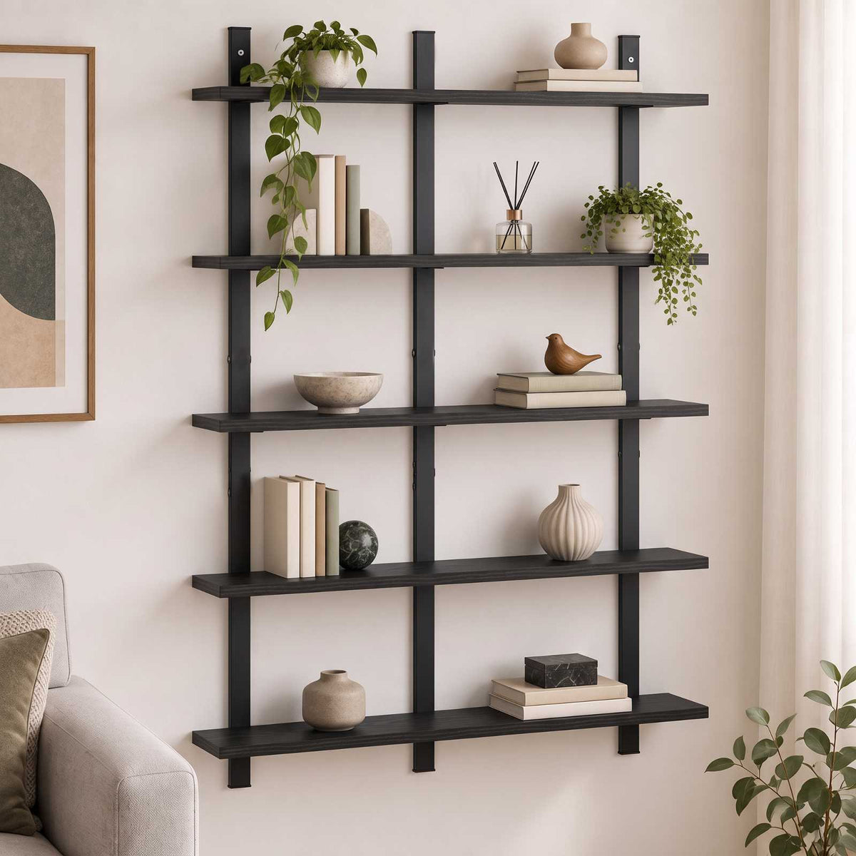 Wall Shelf Black Oak 79.5 x 13.5 x 102 cm Engineered Wood