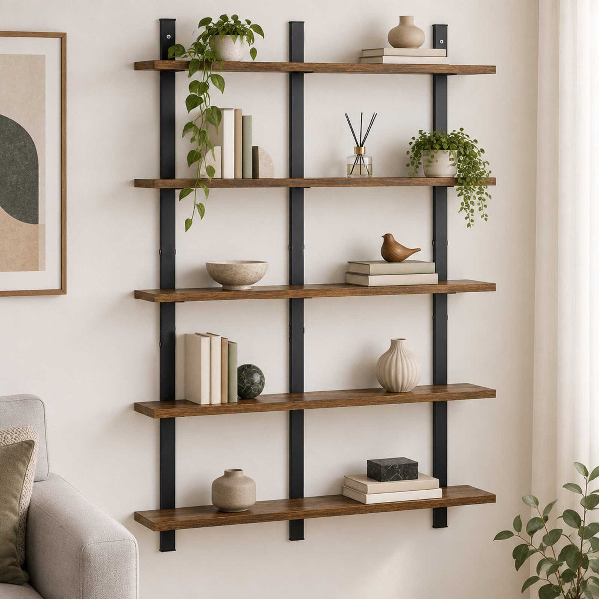 Wall Shelf Smoked Oak 79.5 x 13.5 x 102 cm Engineered Wood