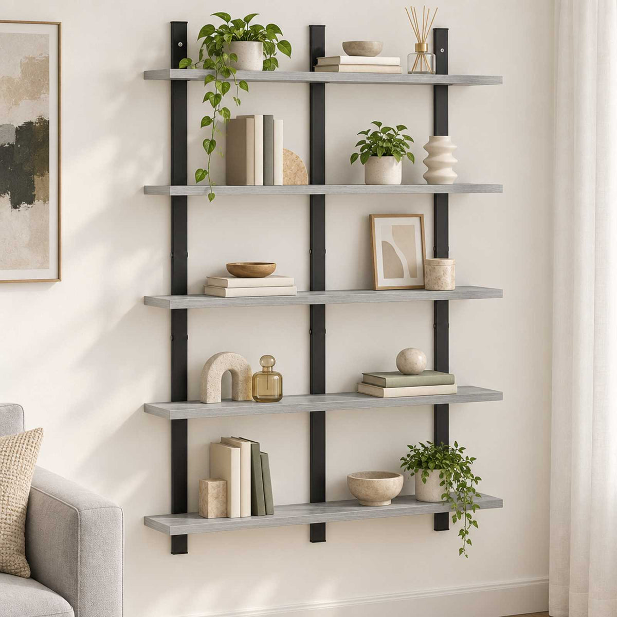 Wall Shelf Grey Sonoma 79.5 x 13.5 x 102 cm Engineered Wood