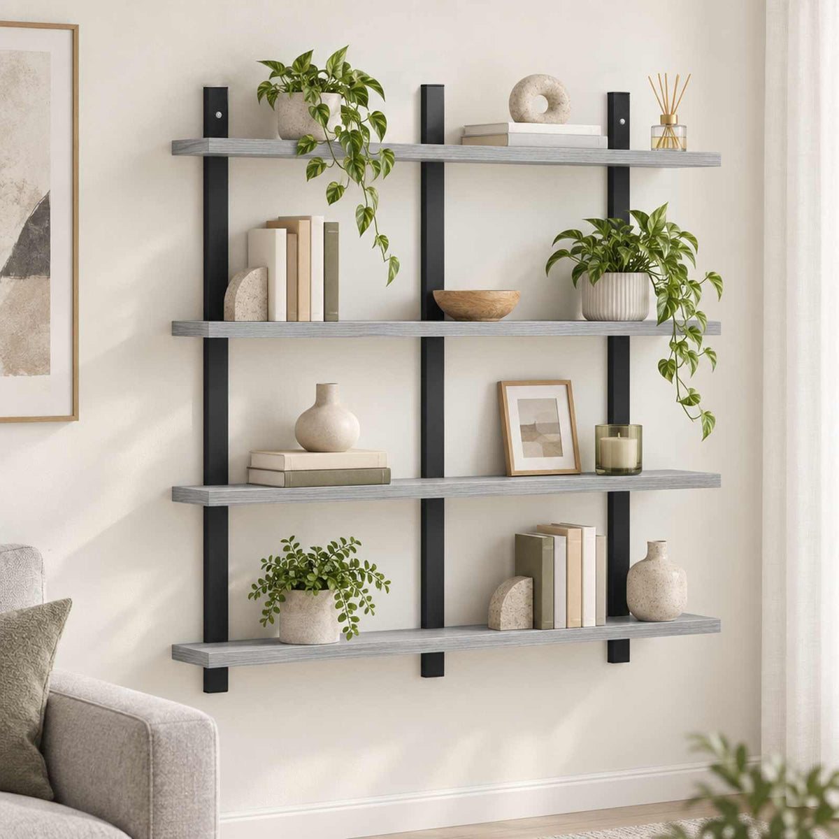 Wall Shelf Grey Sonoma 79.5 x 13.5 x 80 cm Engineered Wood