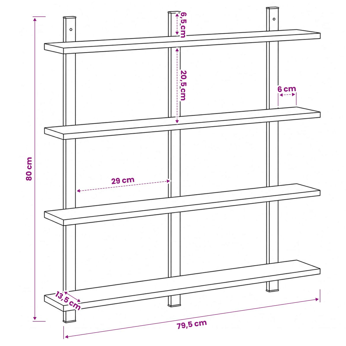 Wall Shelf Old Wood 79.5 x 13.5 x 80 cm Engineered Wood