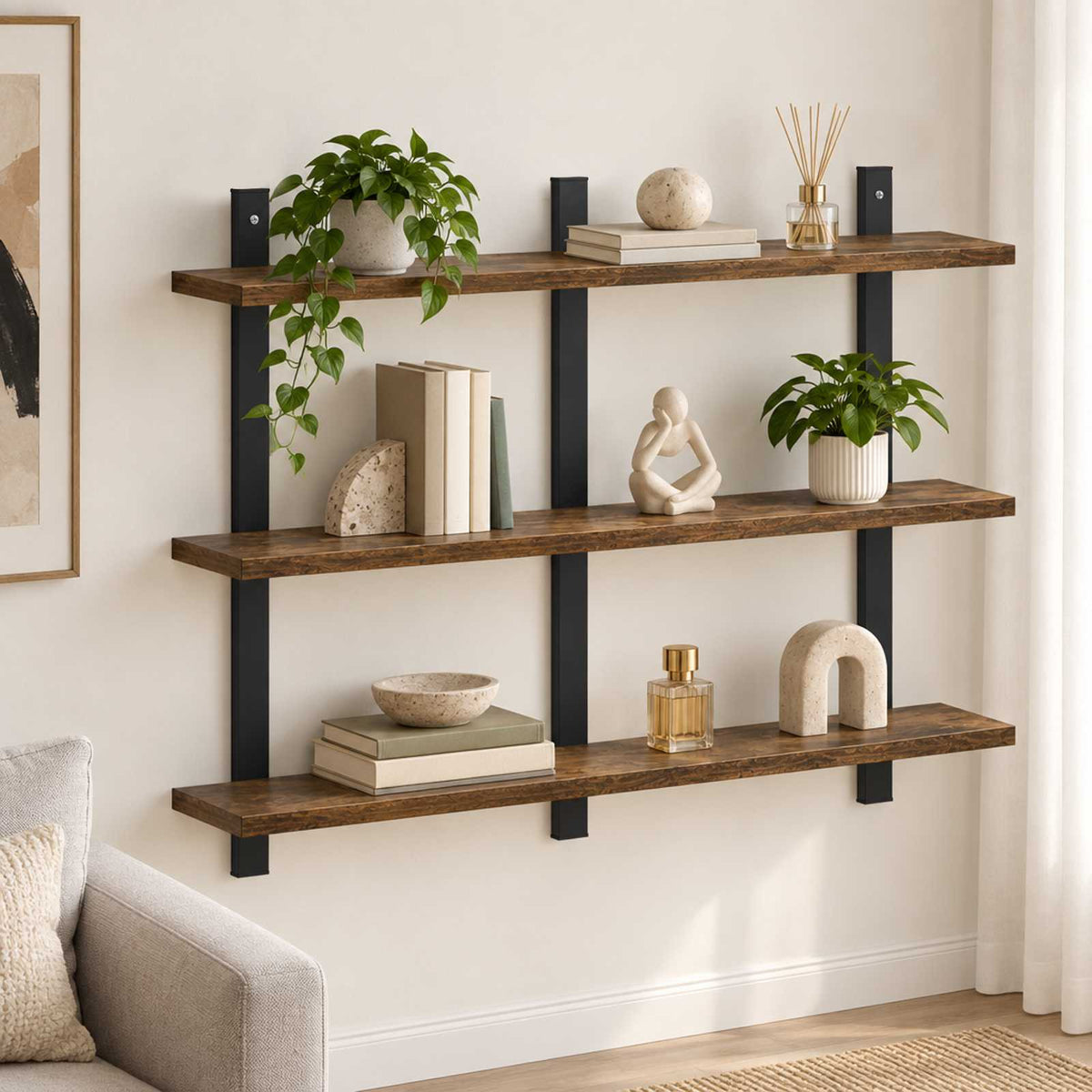 Wall Shelf Smoked Oak 79.5 x 13.5 x 58 cm Engineered Wood