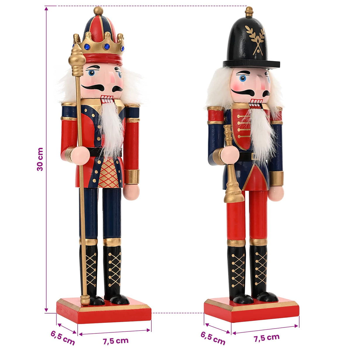 Christmas Nutcracker TURKU 2 pcs Red and Black 30 cm