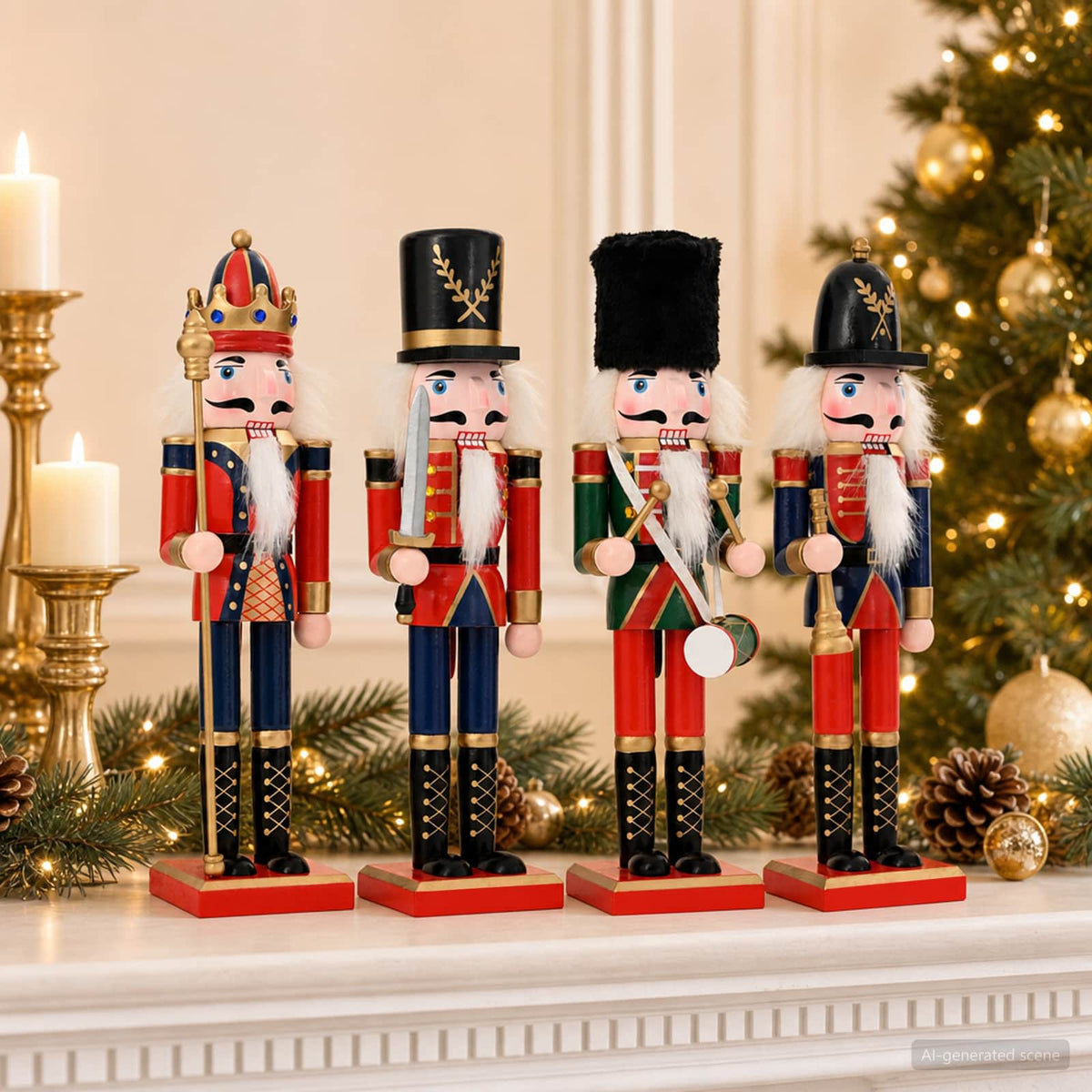 Christmas Nutcracker TURKU 4 pcs Red and Black 30 cm