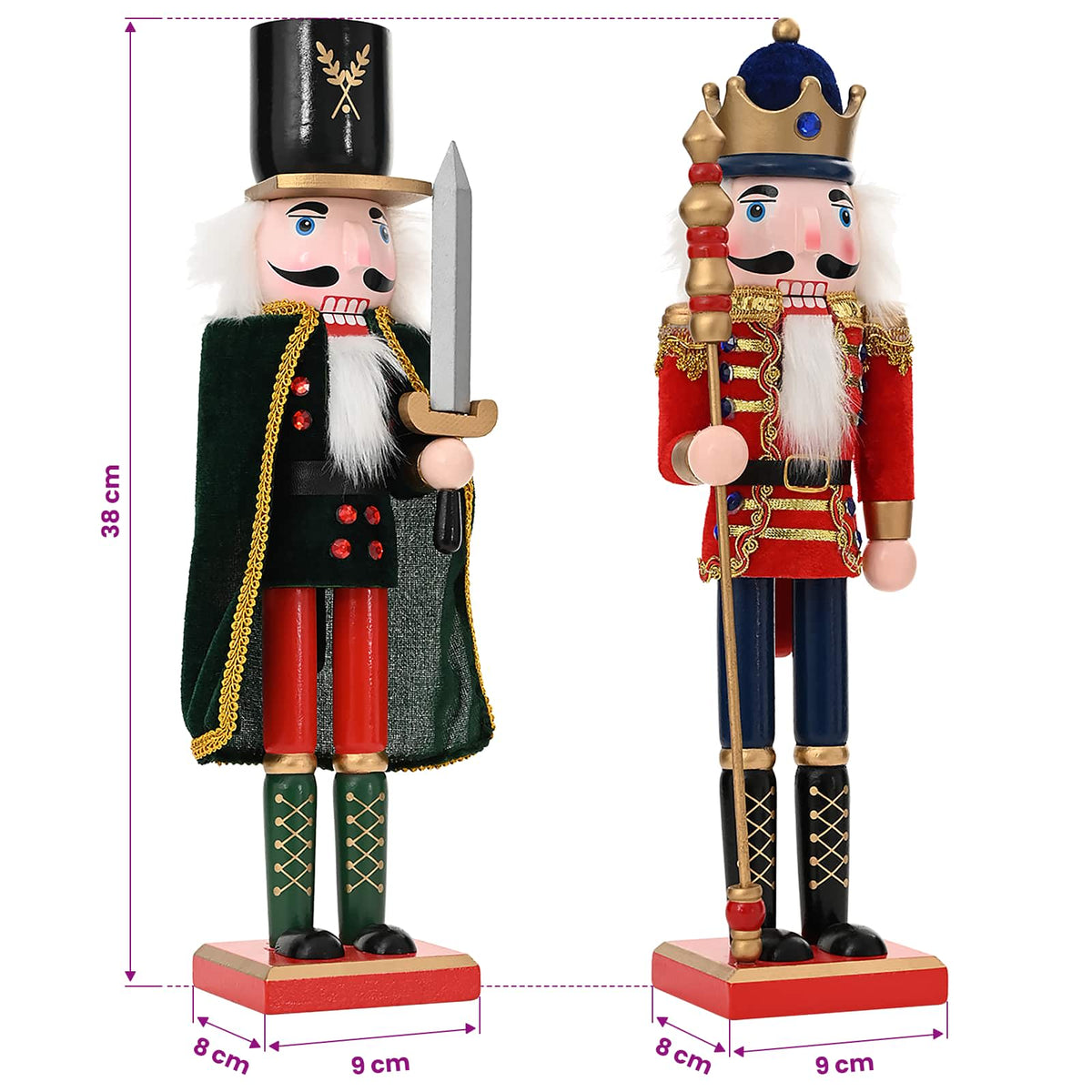 Christmas Nutcracker TURKU 2 pcs Red and Black 38 cm