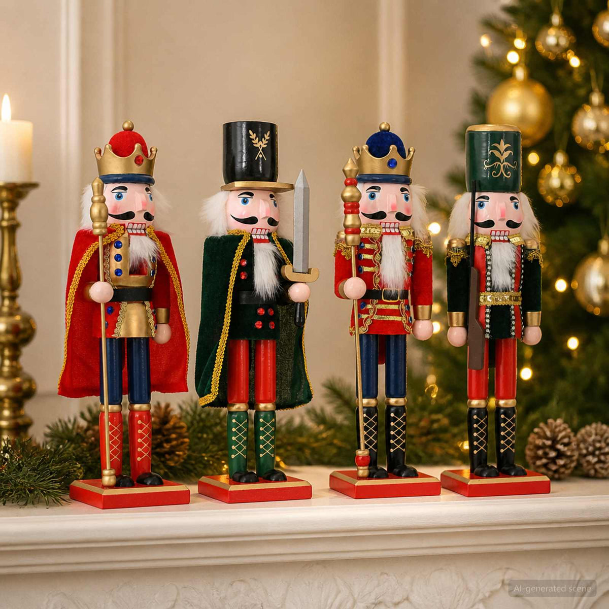 Christmas Nutcracker TURKU 4 pcs Red and Black 38 cm