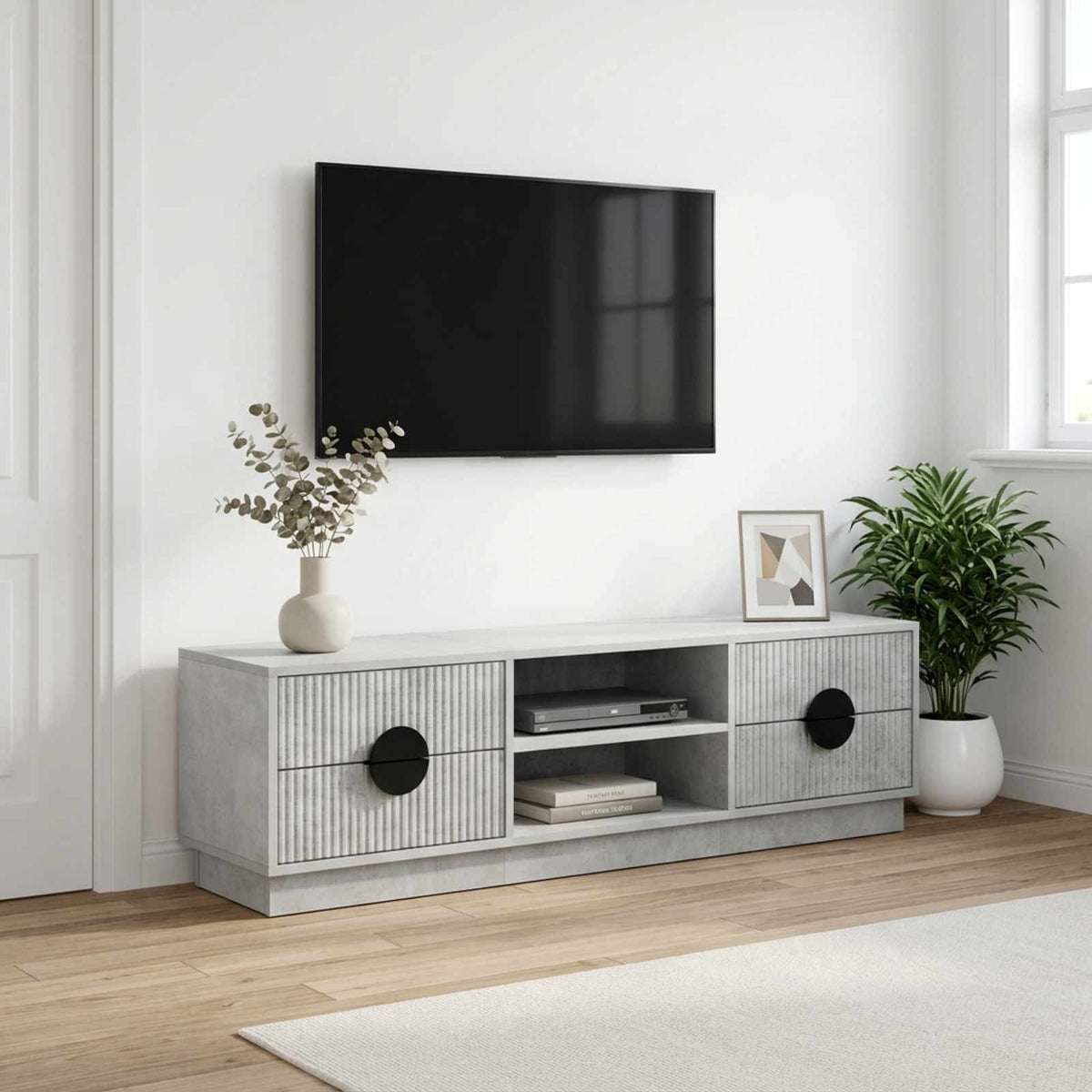 TV Cabinet VENRAY 137.5 x 33 x 40 cm Concrete Grey