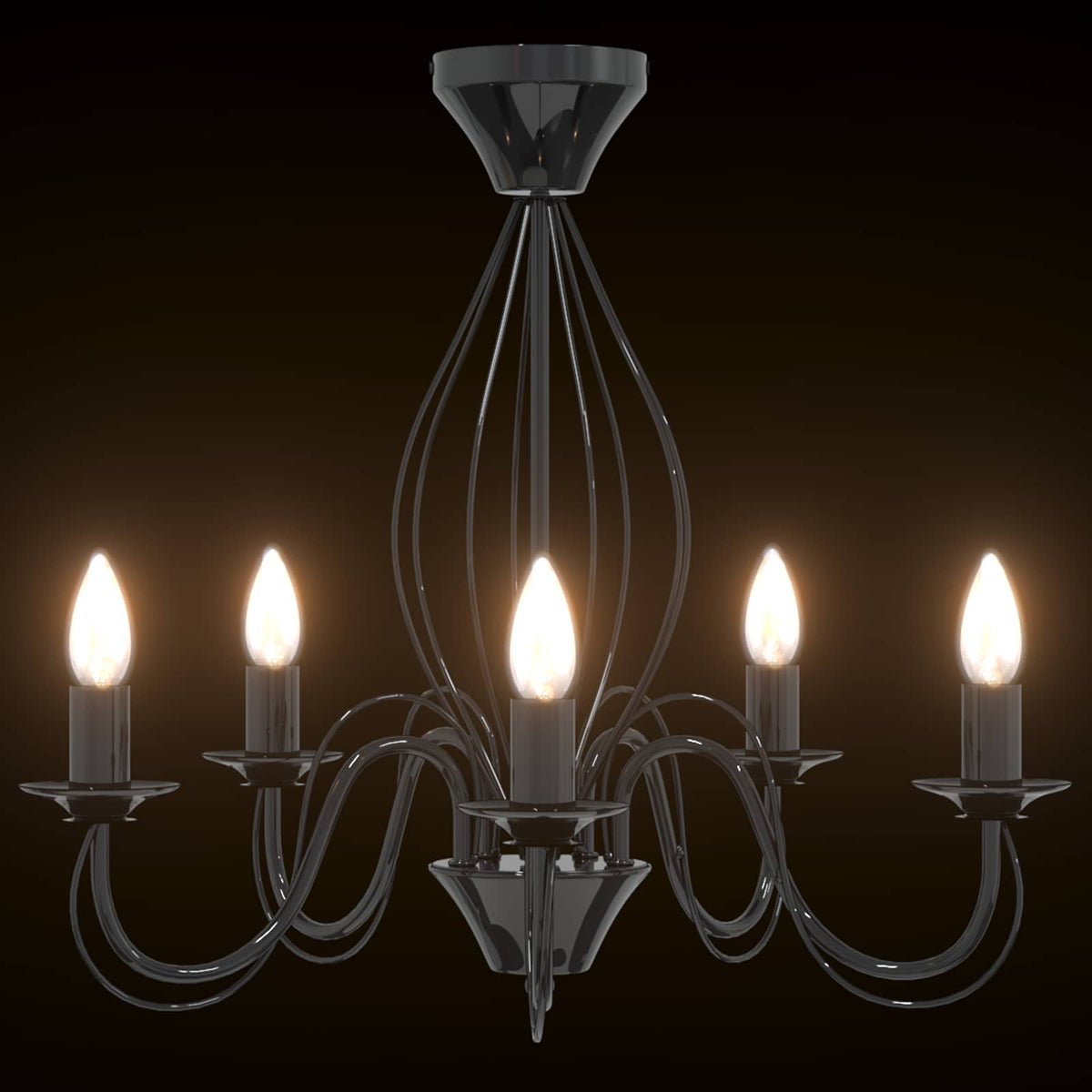 Chandelier E14 Metal Black Ø 52 x 47 cm