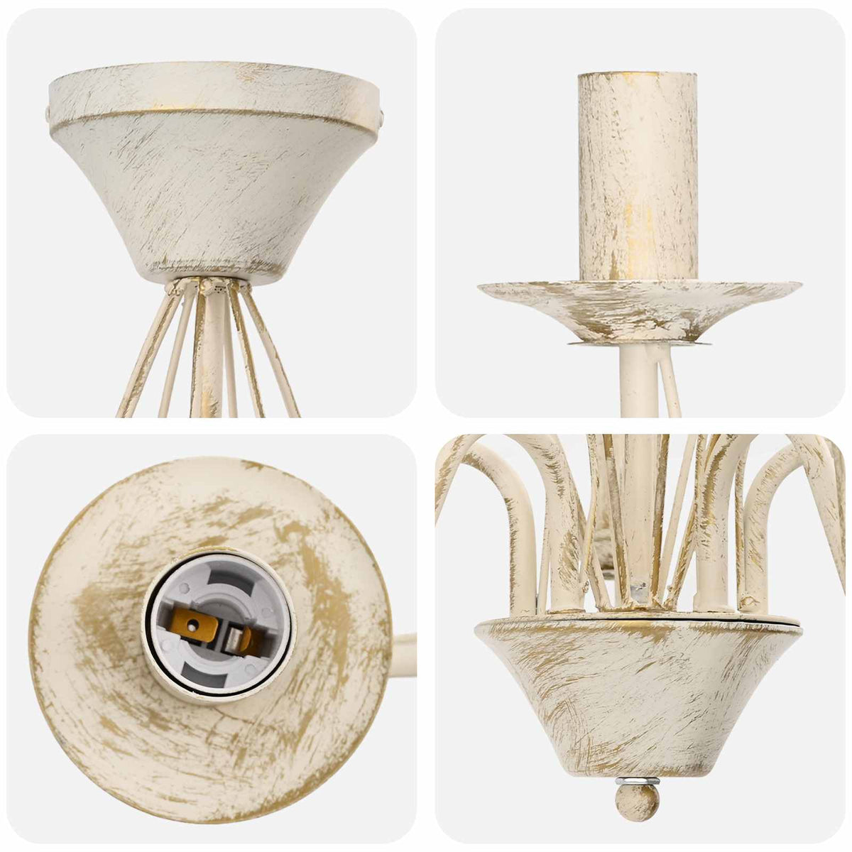 Chandelier E14 Metal Antique White Ø 52 x 47 cm