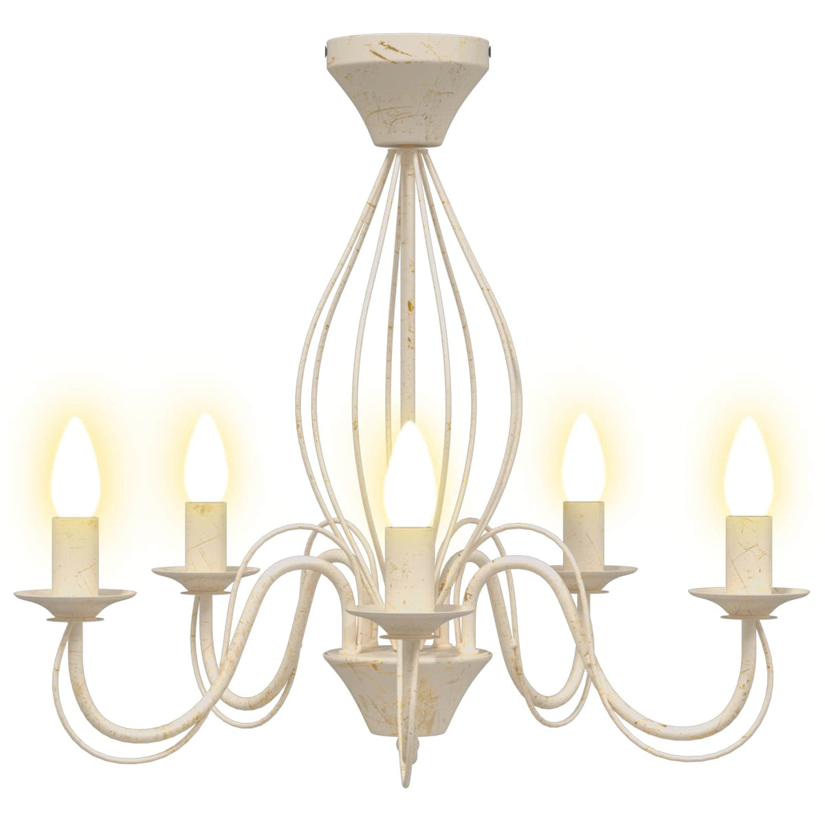 Chandelier E14 Metal Antique White Ø 52 x 47 cm