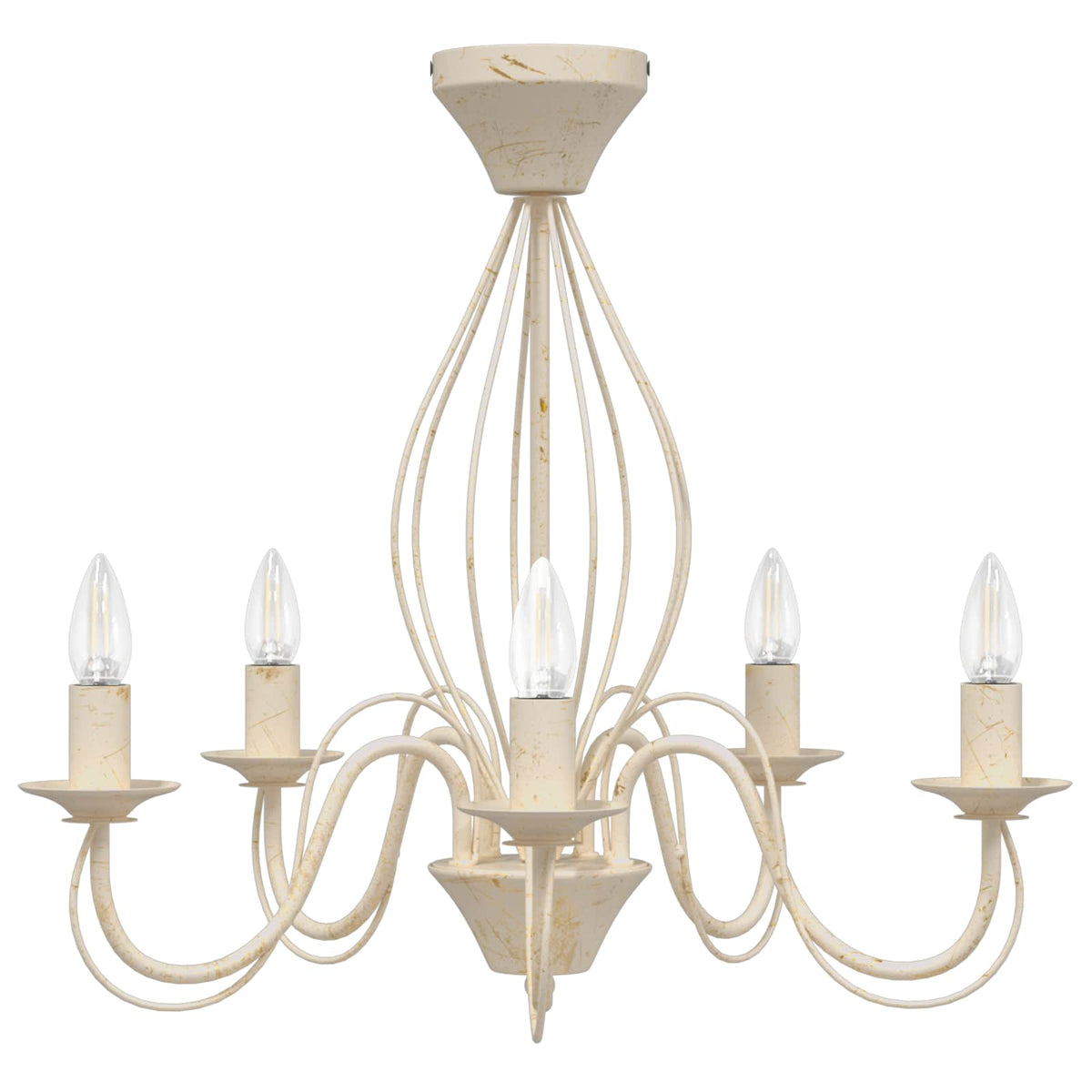 Chandelier E14 Metal Antique White Ø 52 x 47 cm