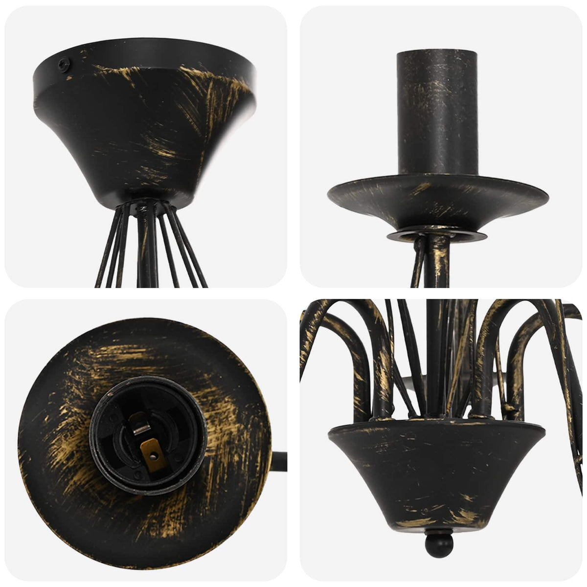 Chandelier E14 Metal Antique Black Ø 52 x 47 cm
