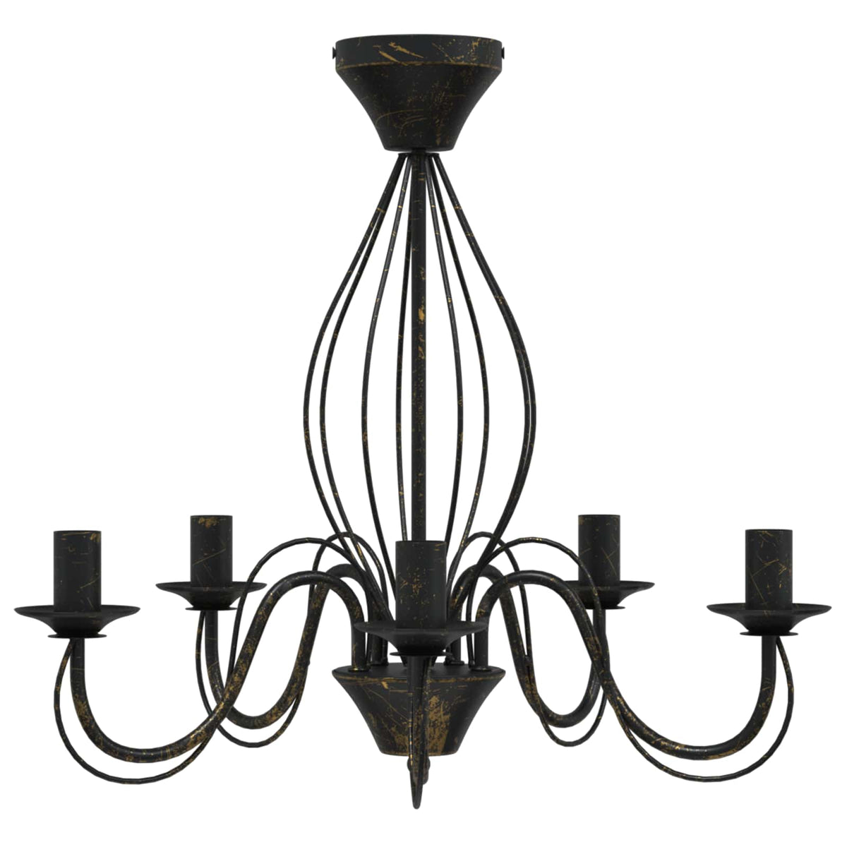 Chandelier E14 Metal Antique Black Ø 52 x 47 cm