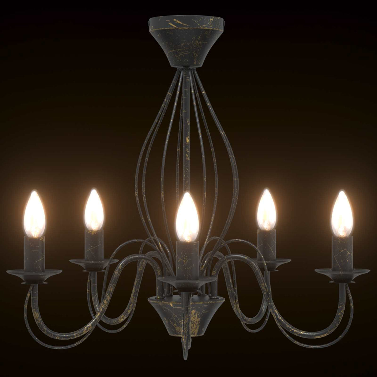 Chandelier E14 Metal Antique Black Ø 52 x 47 cm