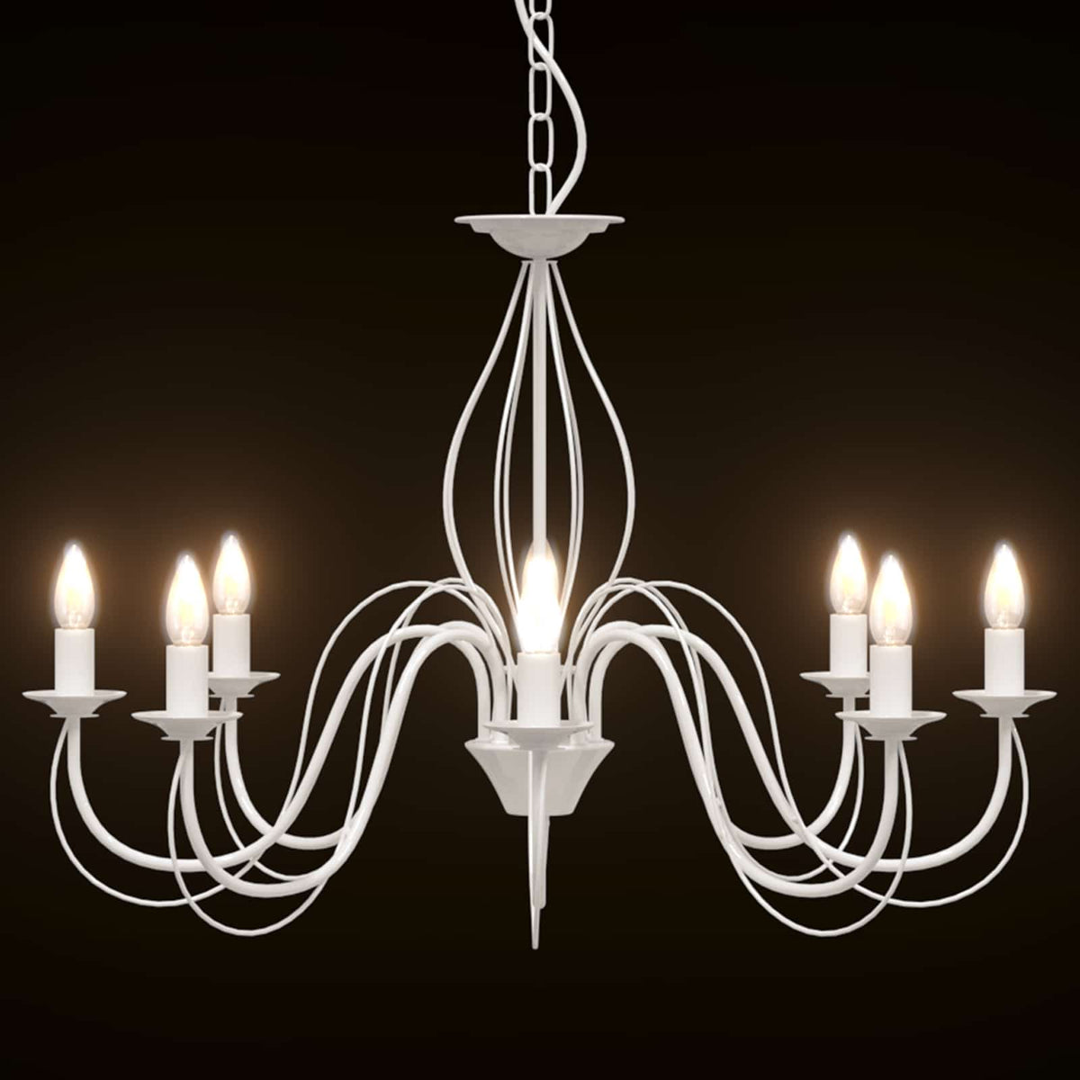Adjustable Chandelier E14 Metal White Ø 78 x 101 cm