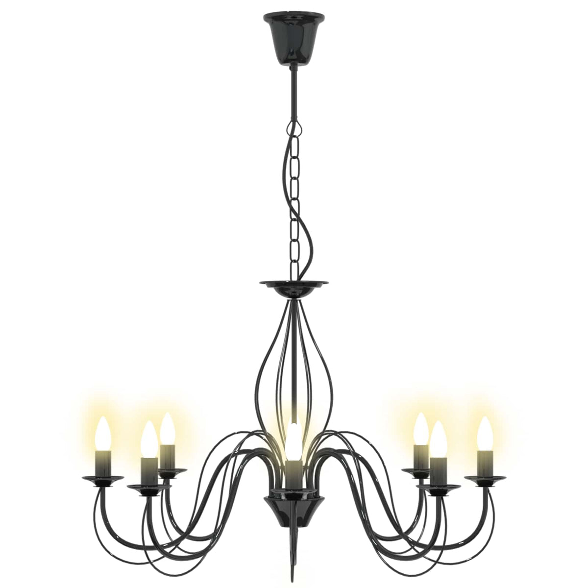 Adjustable Chandelier E14 Metal Black Ø 78 x 101 cm
