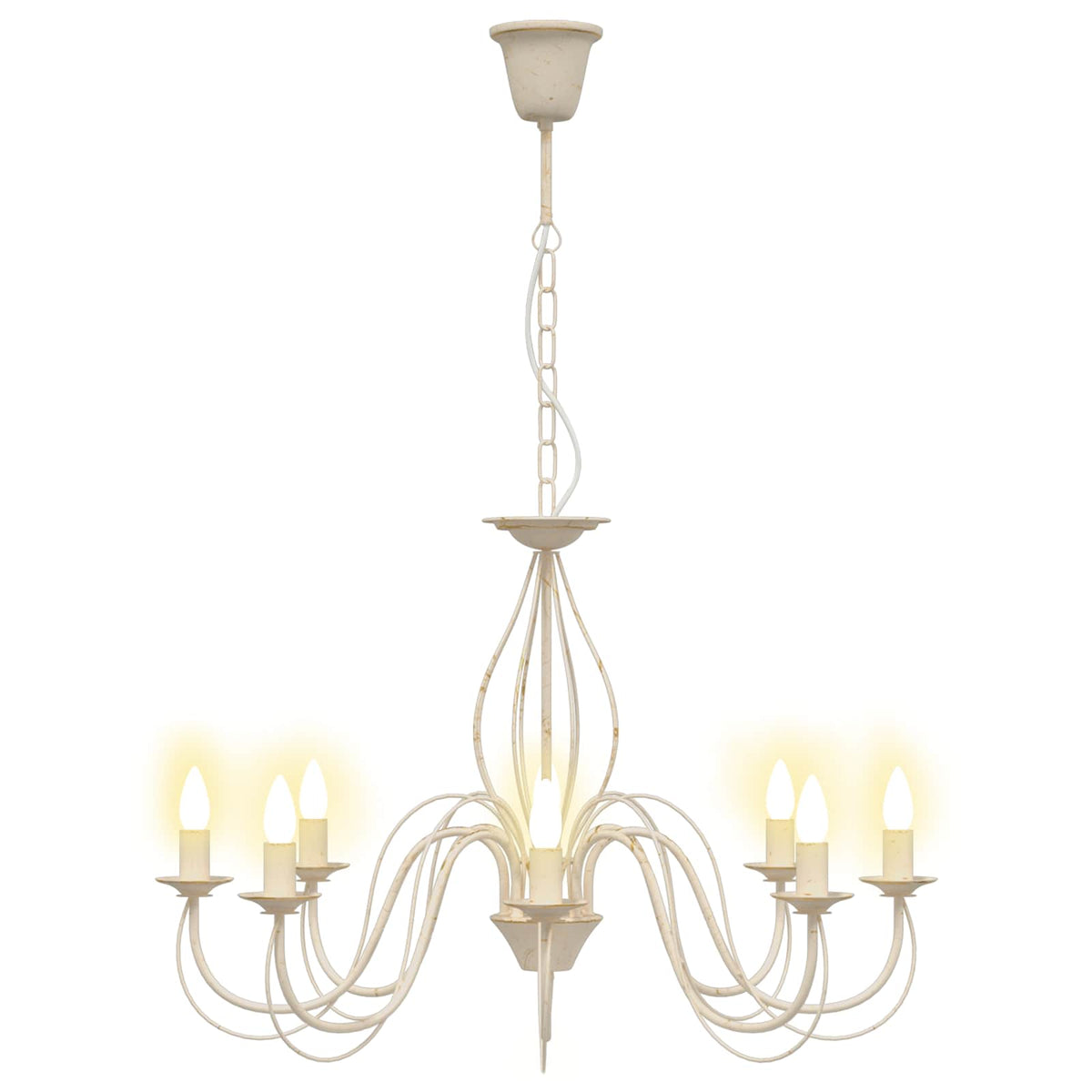 Adjustable Chandelier E14 Metal Antique White Ø 78 x 101 cm