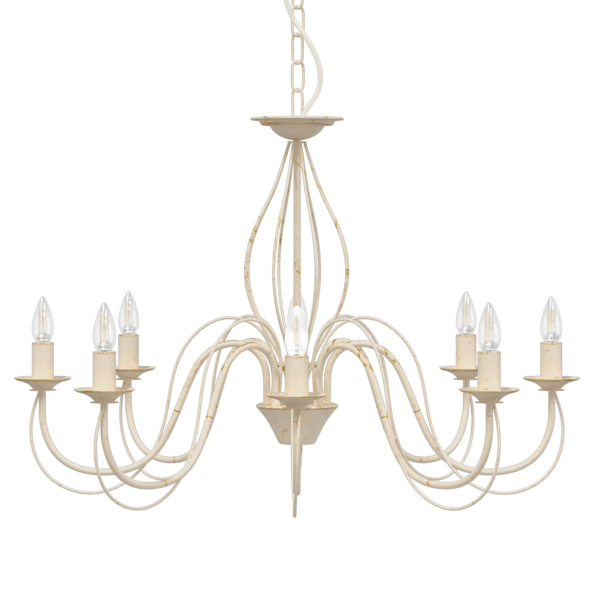 Adjustable Chandelier E14 Metal Antique White Ø 78 x 101 cm