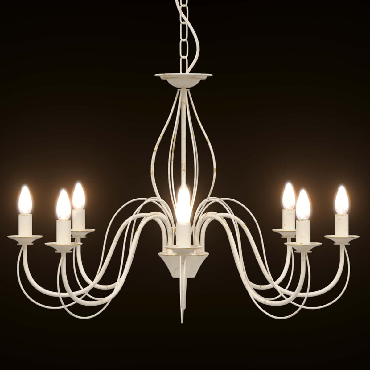 Adjustable Chandelier E14 Metal Antique White Ø 78 x 101 cm