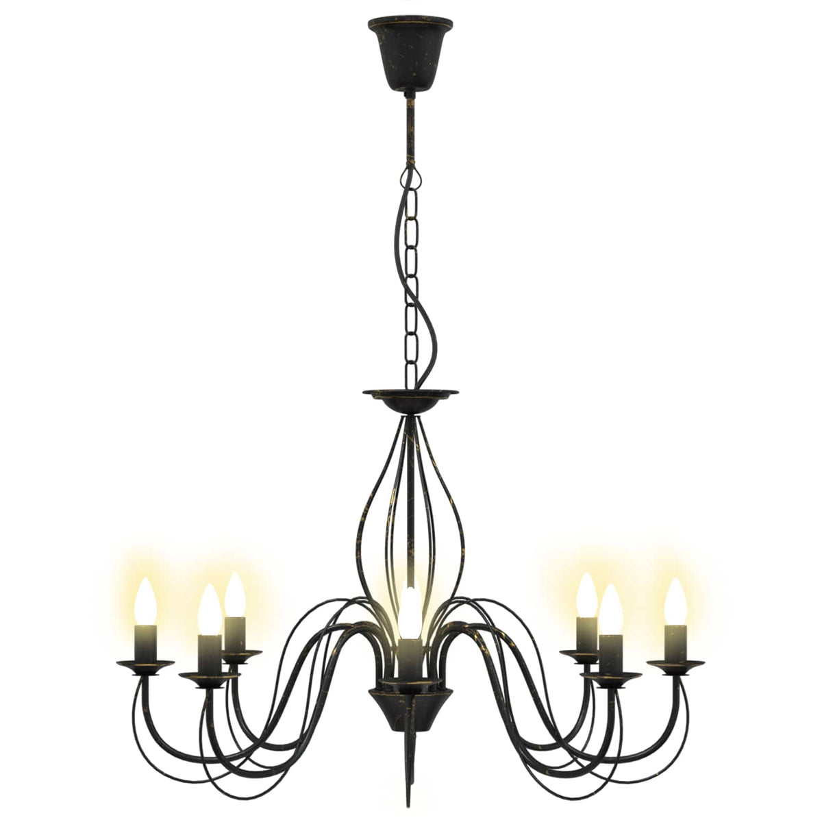 Adjustable Chandelier E14 Metal Antique Black Ø 78 x 101 cm