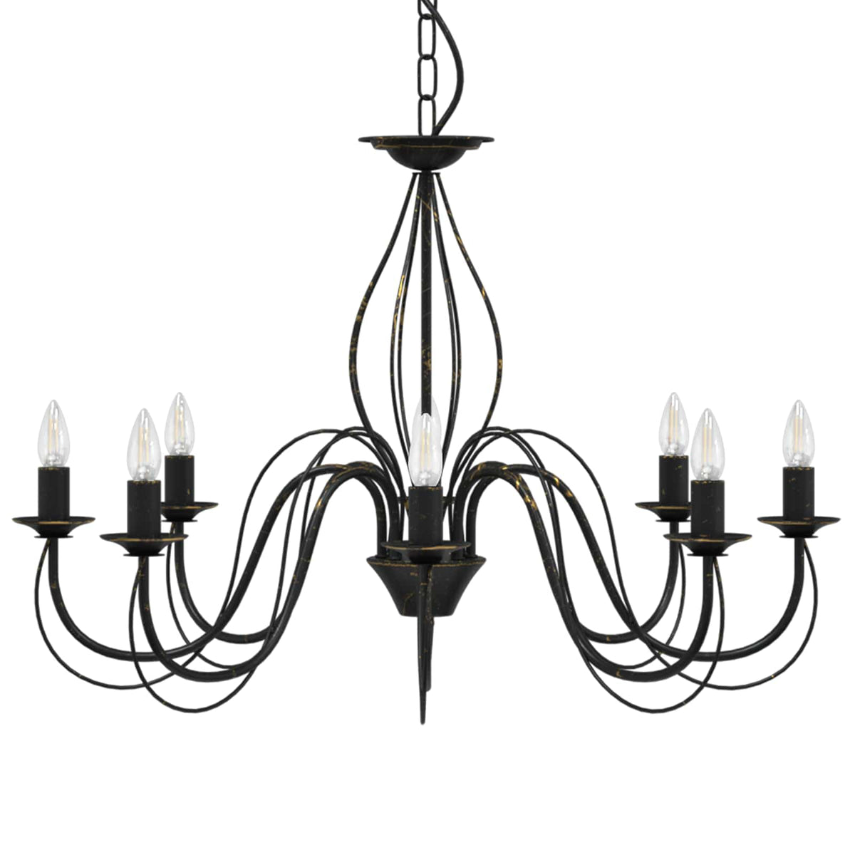 Adjustable Chandelier E14 Metal Antique Black Ø 78 x 101 cm