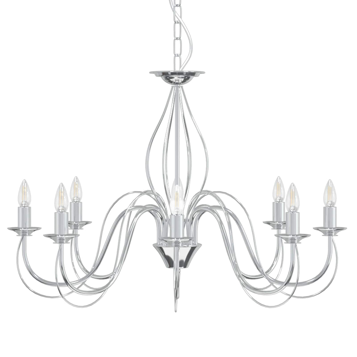 Adjustable Chandelier E14 Metal Chrome Ø 78 x 101 cm