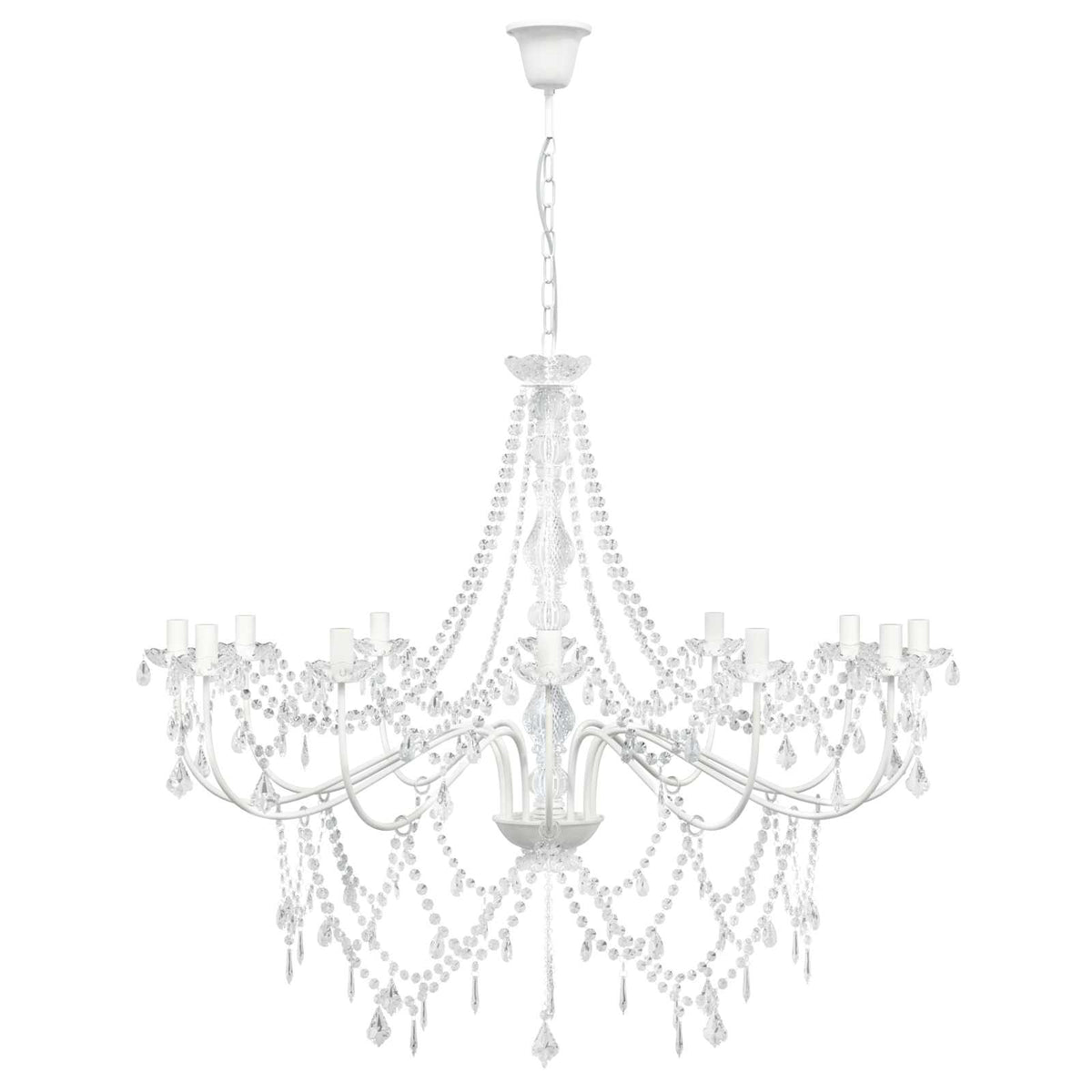Adjustable Chandelier with Beads E14 Metal and Acrylic White