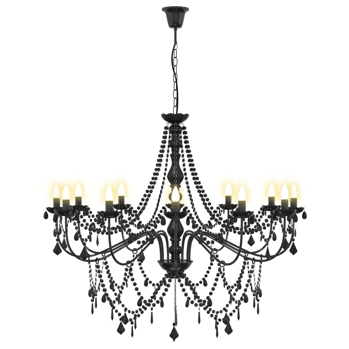 Adjustable Chandelier with Beads E14 Metal and Acrylic Black
