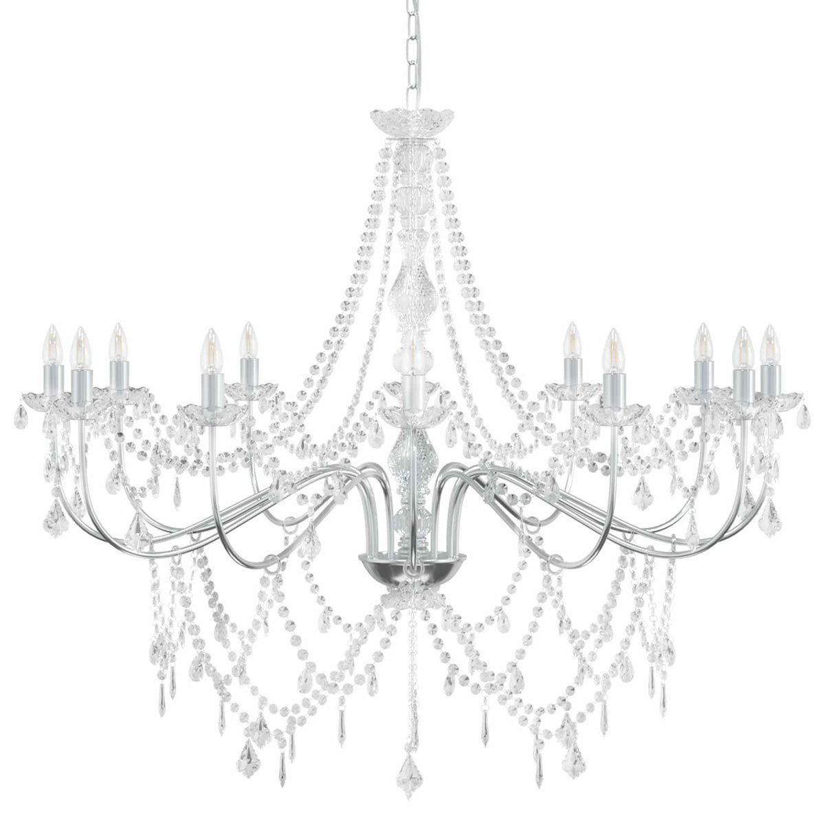 Adjustable Chandelier with Beads E14 Metal and Acrylic Chrome