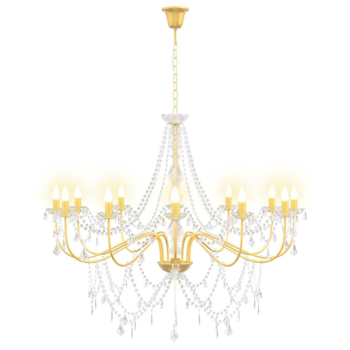 Adjustable Chandelier with Beads E14 Metal and Acrylic Gold