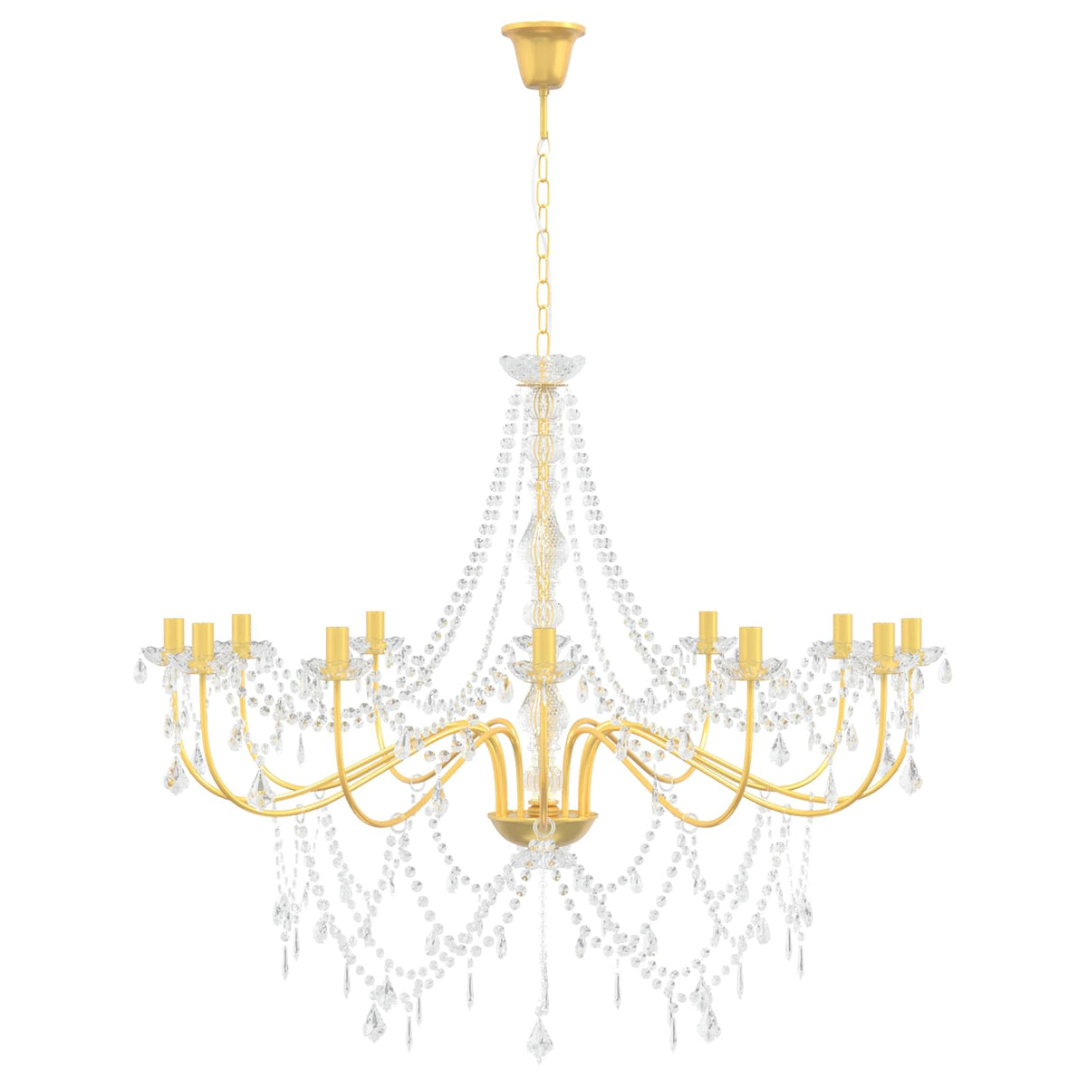 Adjustable Chandelier with Beads E14 Metal and Acrylic Gold