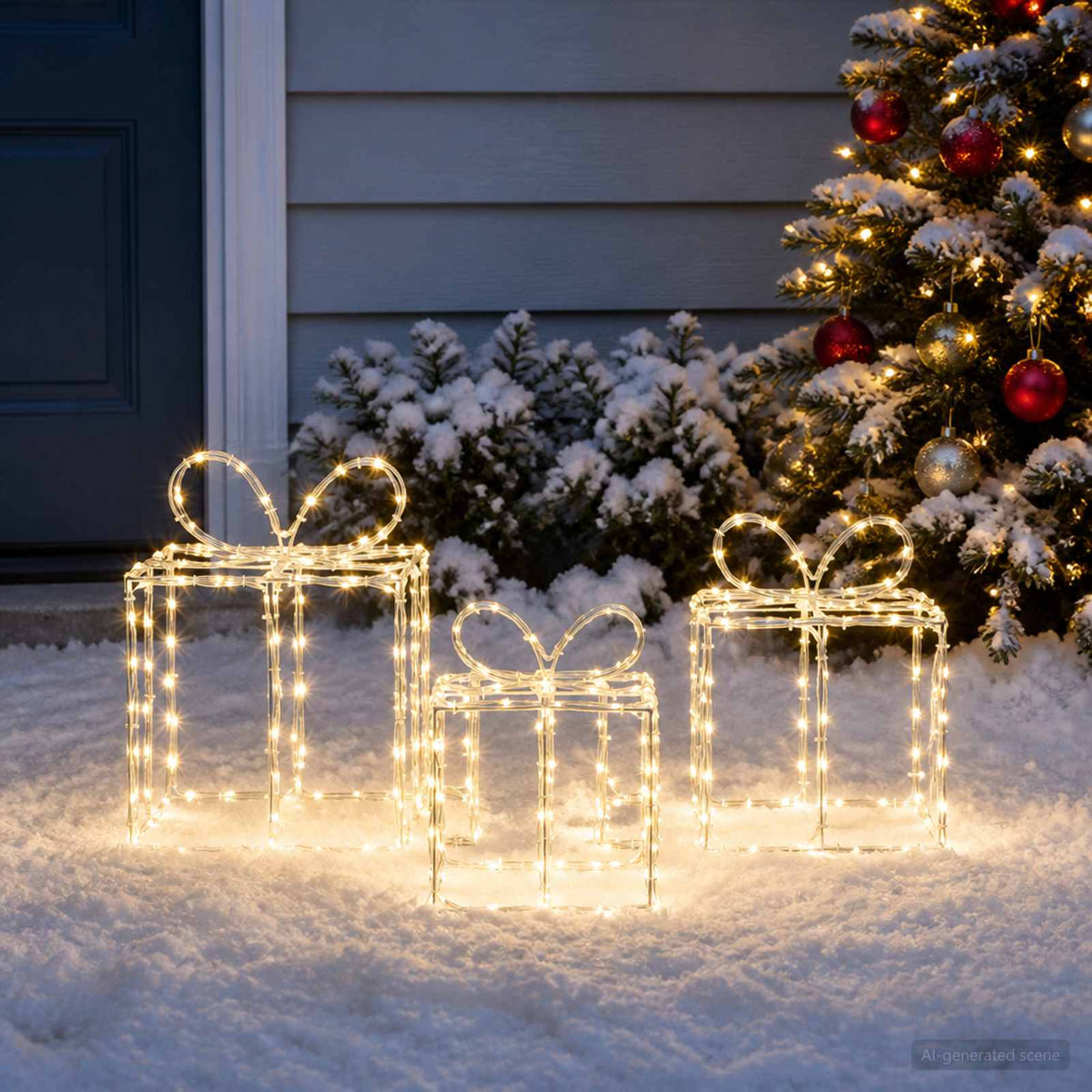 Christmas Lighted Gift Boxes LOVIISA 3 pcs 360 LEDs Warm White