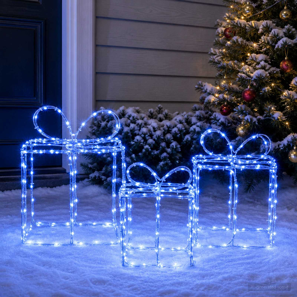 Christmas Lighted Gift Boxes LOVIISA 3 pcs 360 LEDs Blue