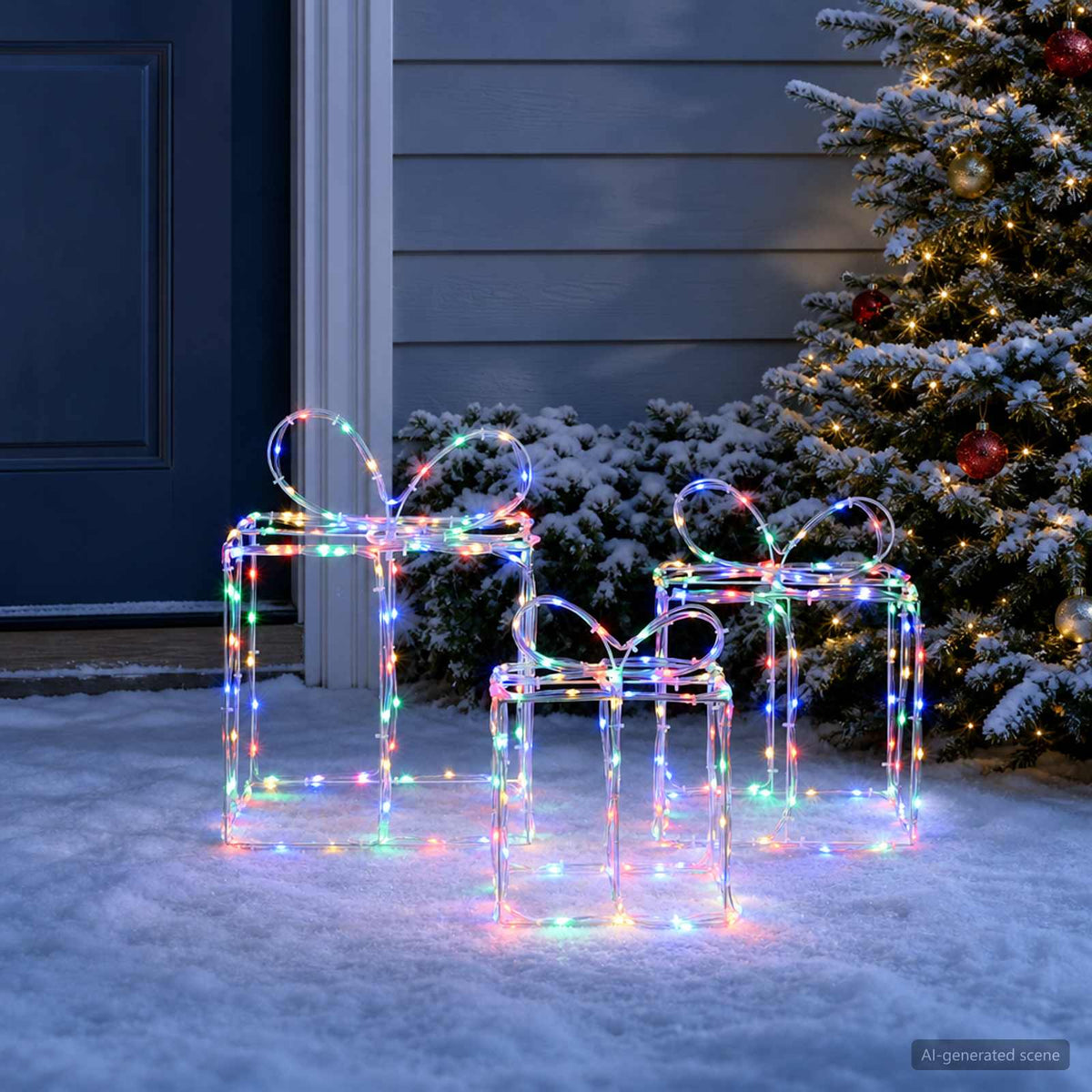 Christmas Lighted Gift Boxes LOVIISA 3 pcs 360 LEDs Multicolour