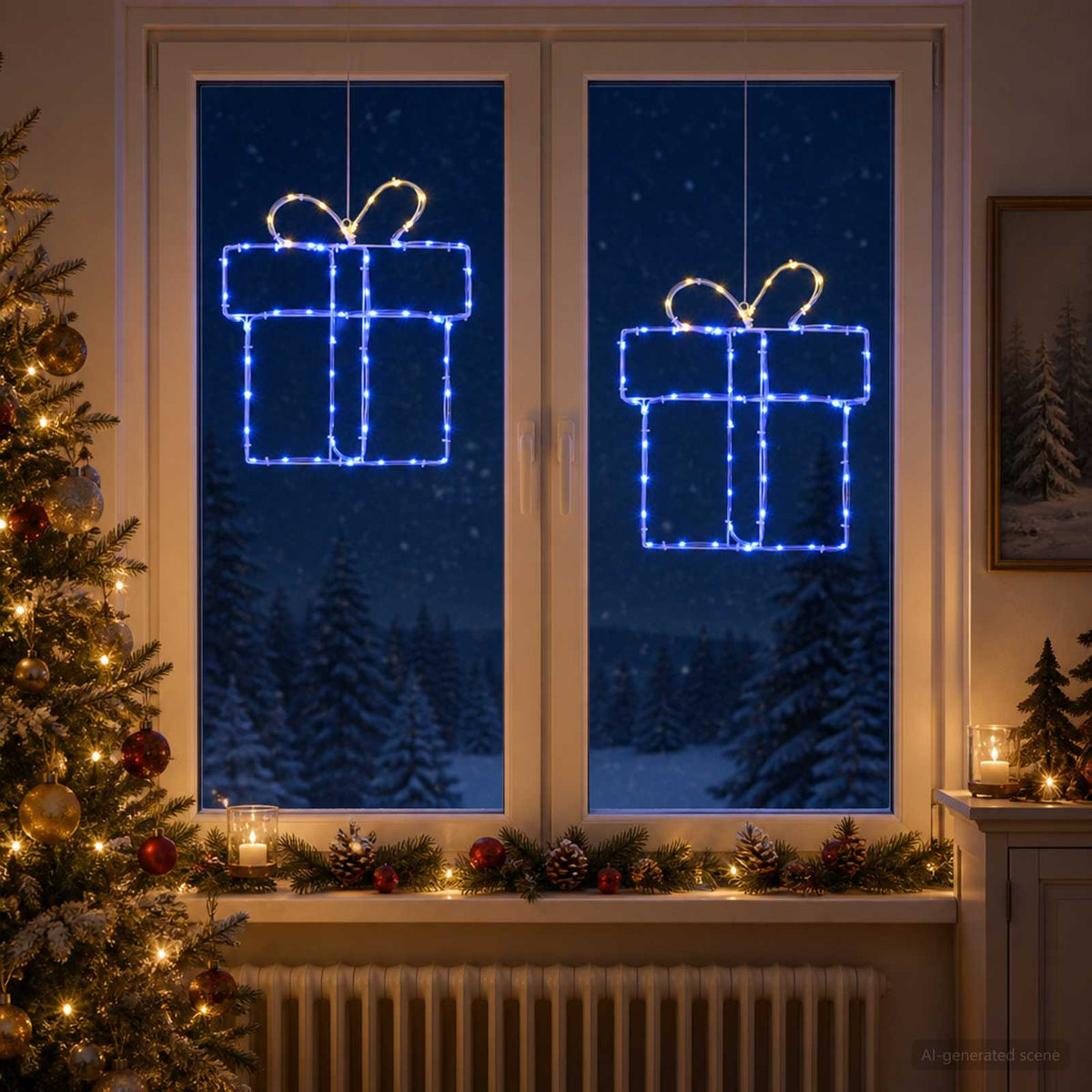 Christmas Window Silhouette Lights LOVIISA 2 pcs 160 LEDs