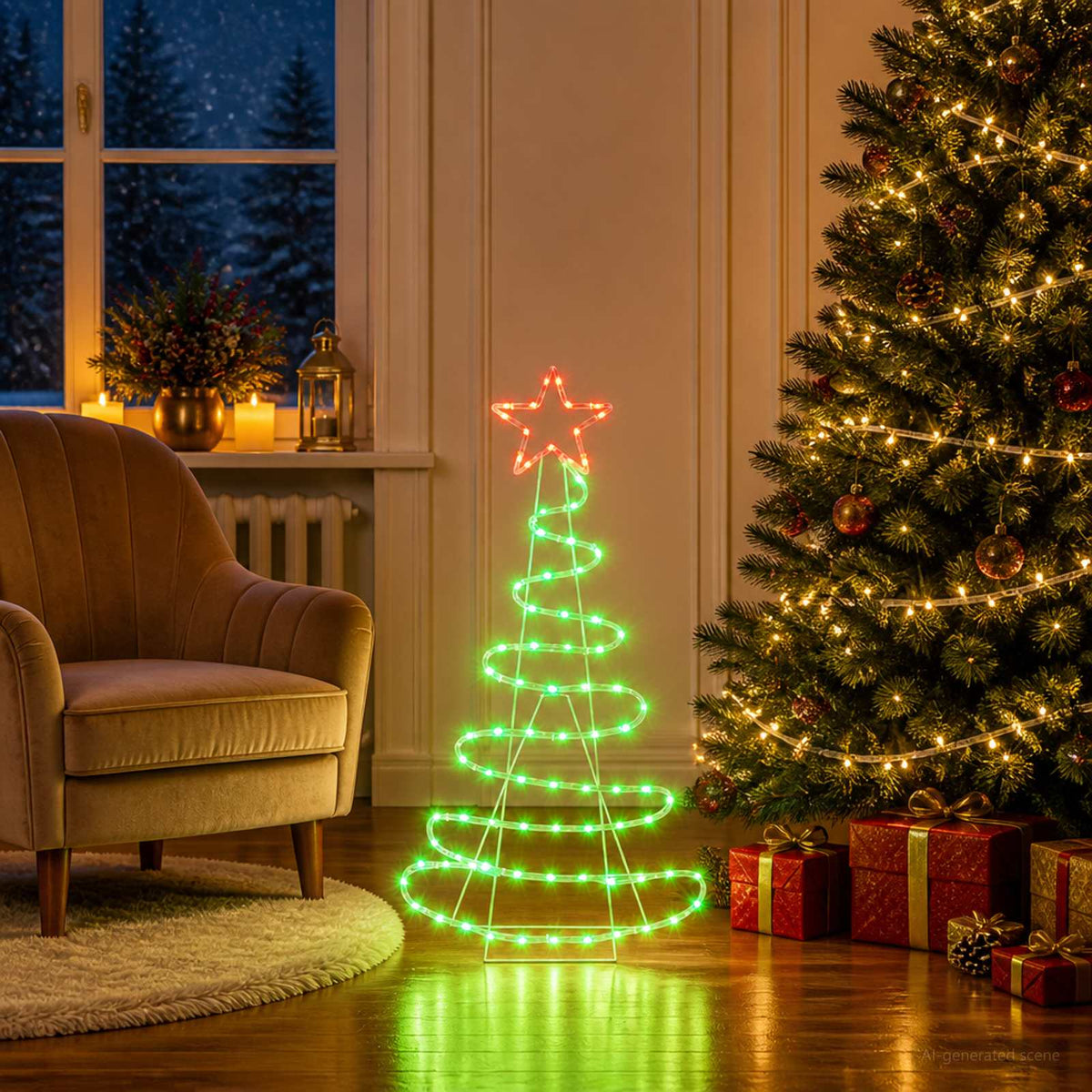 LED Sign Christmas Tree LOVIISA 100 LEDs Red, Green 51 x 99 cm