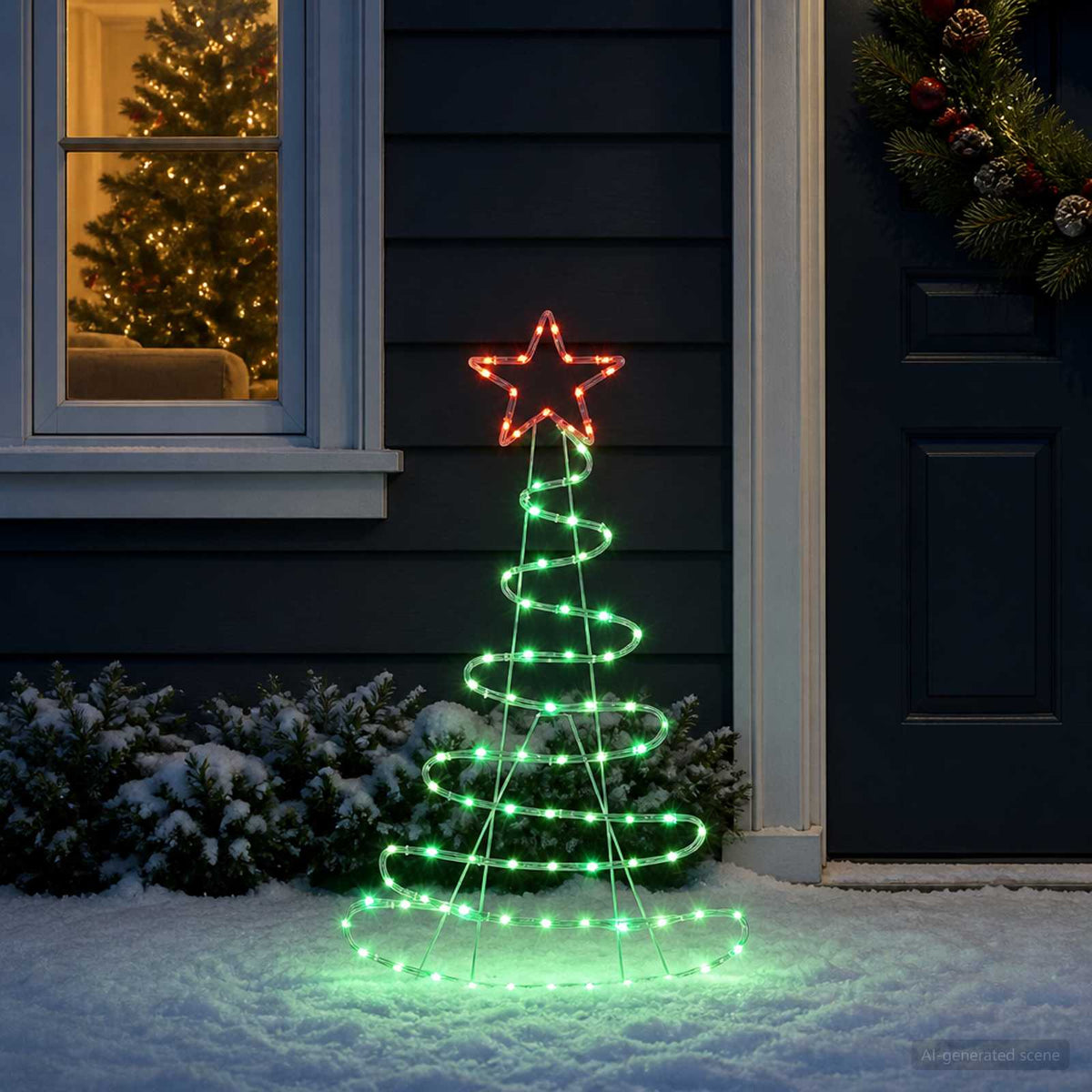 LED Sign Christmas Tree LOVIISA 100 LEDs Red, Green 51 x 99 cm