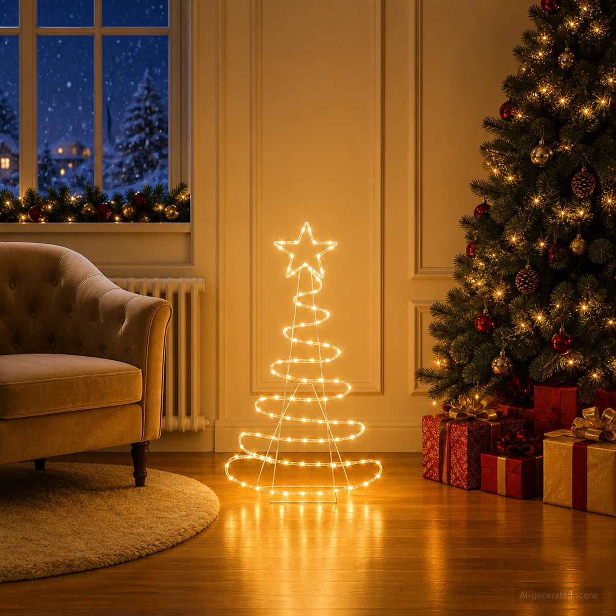 LED Sign Christmas Tree LOVIISA 100 LEDs Warm White 51 x 99 cm