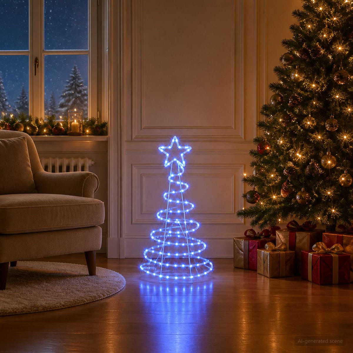 LED Sign Christmas Tree LOVIISA 100 LEDs Blue 51 x 99 cm