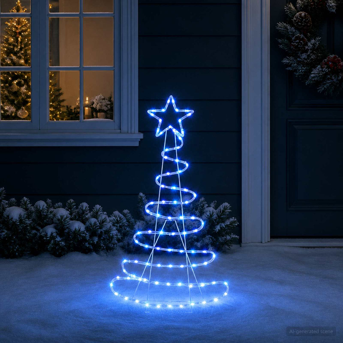 LED Sign Christmas Tree LOVIISA 100 LEDs Blue 51 x 99 cm