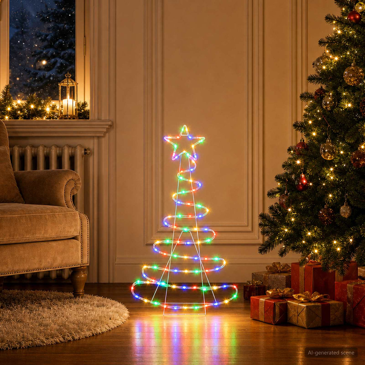 LED Sign Christmas Tree LOVIISA 100 LEDs Multicolour 51 x 99 cm