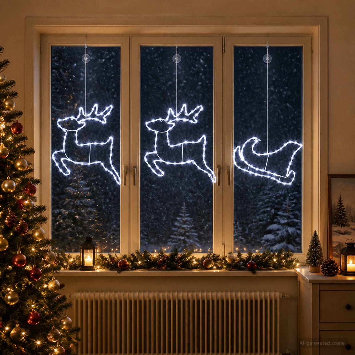 Reindeer and Sleigh Christmas Decoration LOVIISA 180 LEDs