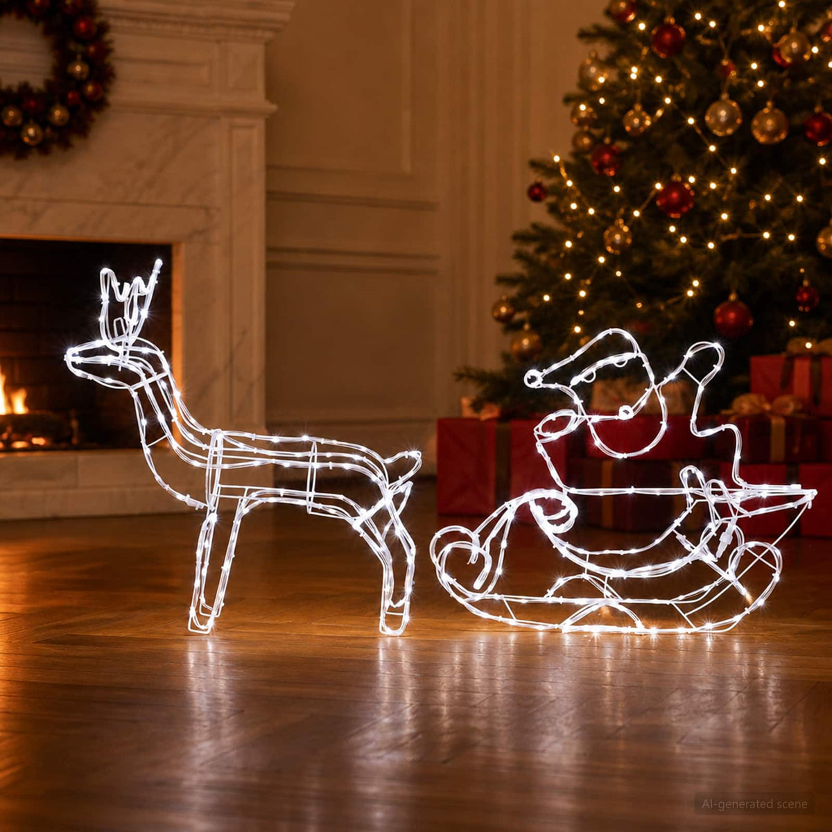 Reindeer and Sleigh Christmas Decoration LOVIISA 320 LEDs