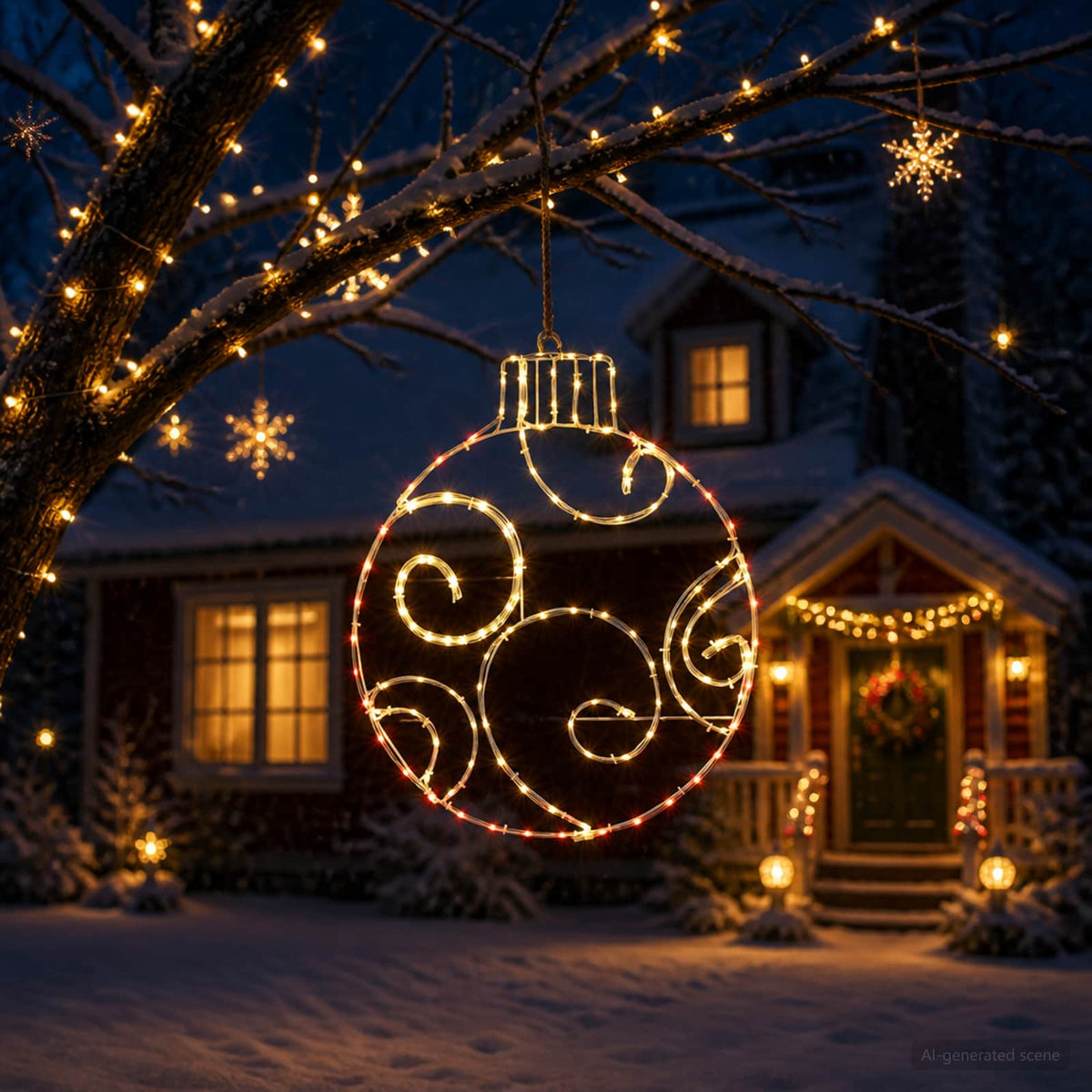 LED Sign Bauble LOVIISA 160 LEDs Red 55 x 65 cm
