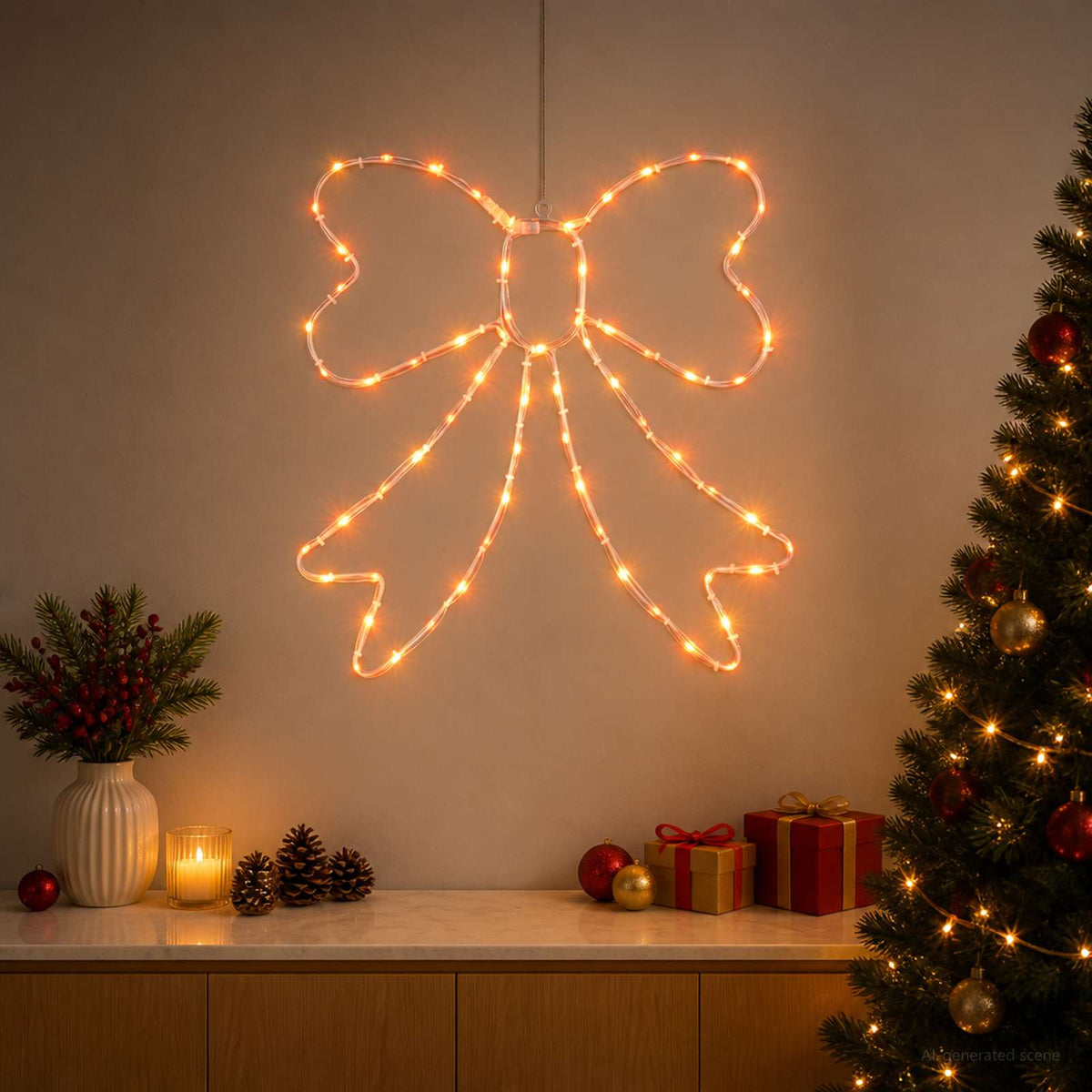 LED Rope Light Bow LOVIISA 70 LEDs Red 50 x 51 cm