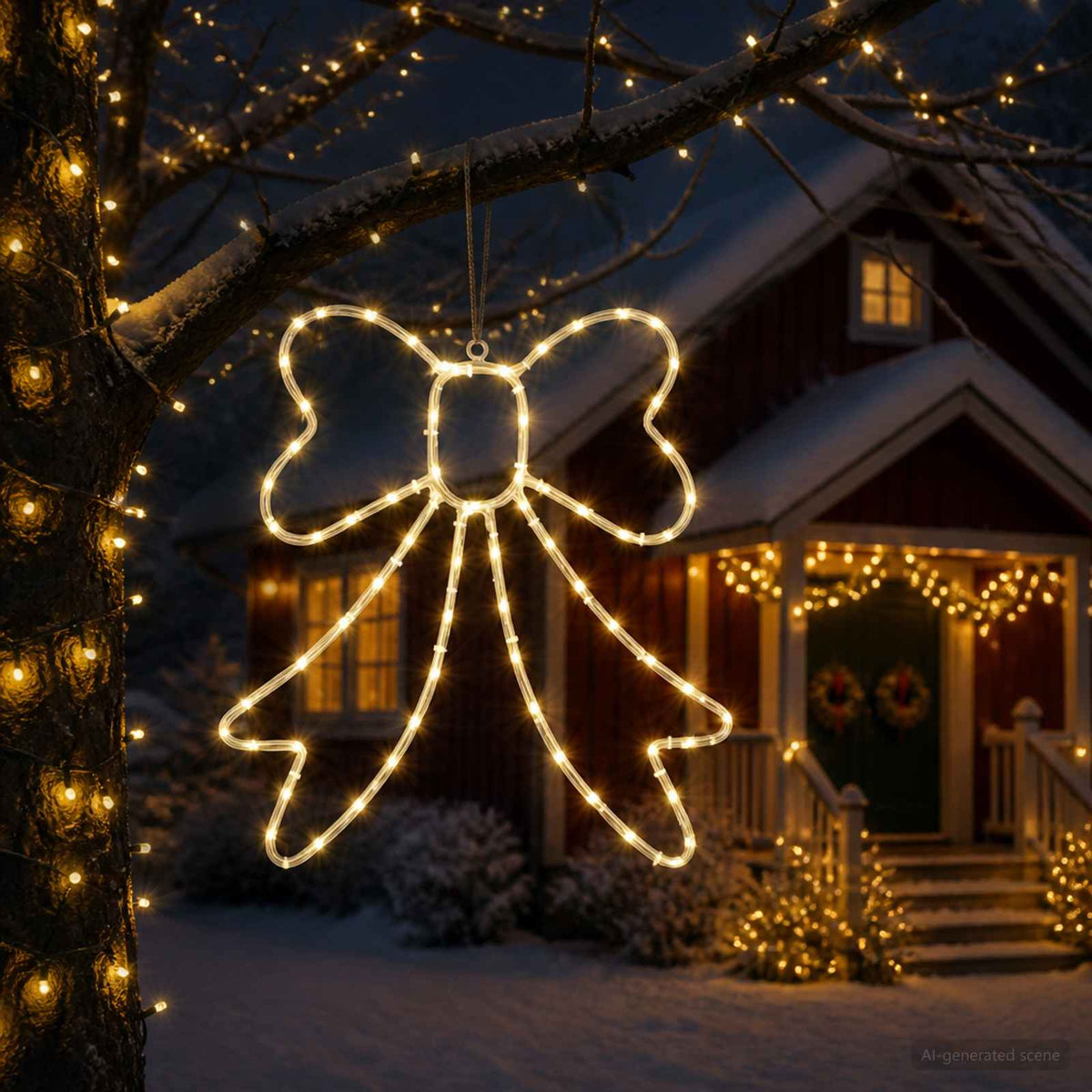 LED Rope Light Bow LOVIISA 70 LEDs Warm White 50 x 51 cm