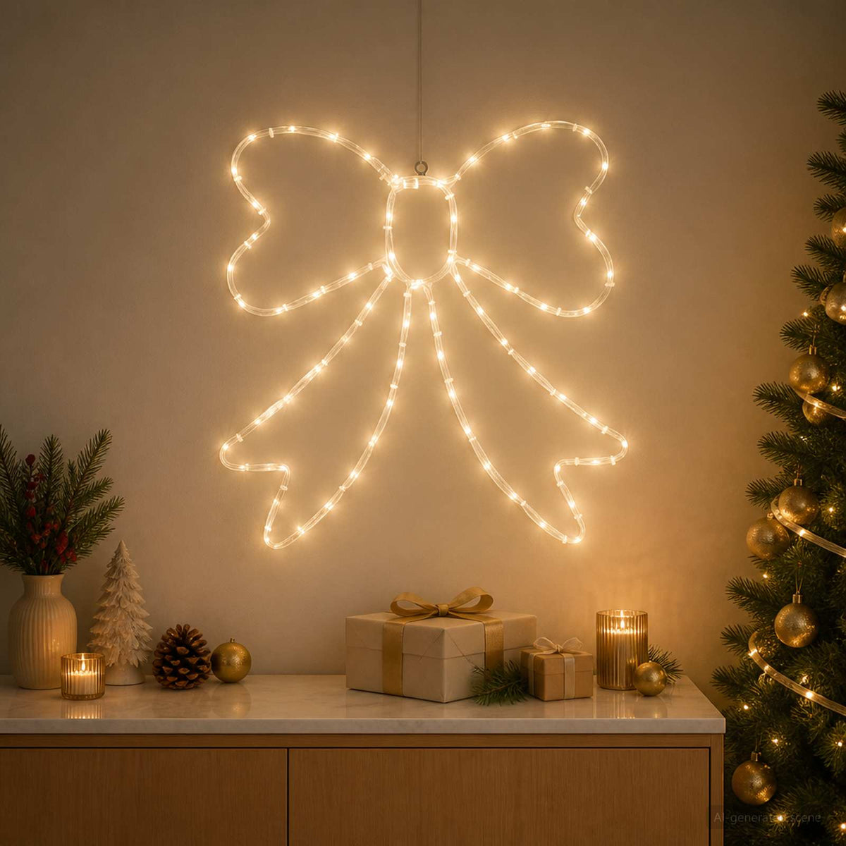 LED Rope Light Bow LOVIISA 70 LEDs Warm White 50 x 51 cm