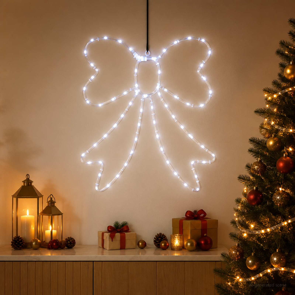LED Rope Light Bow LOVIISA 70 LEDs Cold White 50 x 51 cm